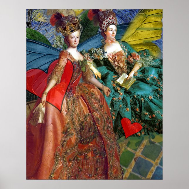 Classic Gothic Gemini Whimsical Butterfly Woman Poster (Front)