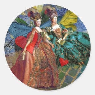 Classic Gothic Gemini Whimsical Butterfly Woman Round Sticker