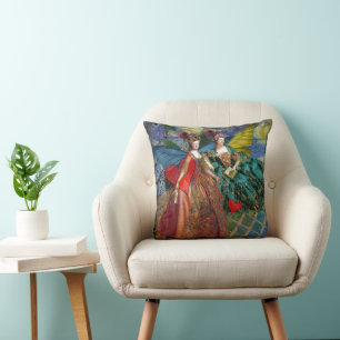 Classic Gothic Gemini Whimsical Butterfly Woman Throw Pillow