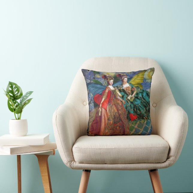 Classic Gothic Gemini Whimsical Butterfly Woman Throw Pillow (Chair)