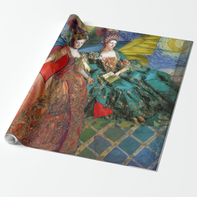 Classic Gothic Gemini Whimsical Butterfly Woman Wrapping Paper (Unrolled)