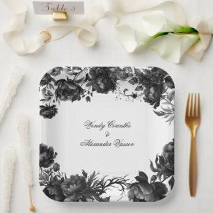 Classic Gothic White Wedding Paper Plate