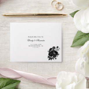 Classic Gothic White Wedding RSVP Self-Addressed Envelope