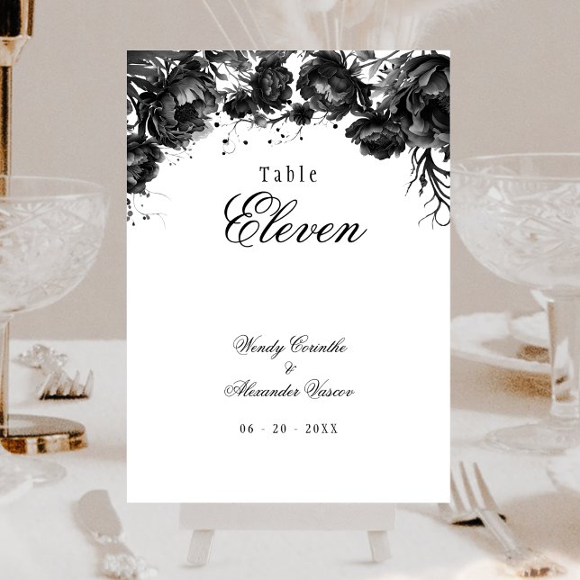 Classic Gothic White Wedding Table Number Card (Creator Uploaded)