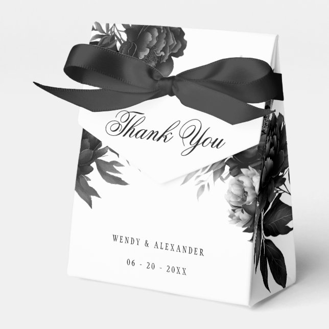 Classic Gothic White Wedding Thank You Favor Box (Front Side)