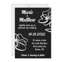 Classic gothique noir Faire-part de mariage floral