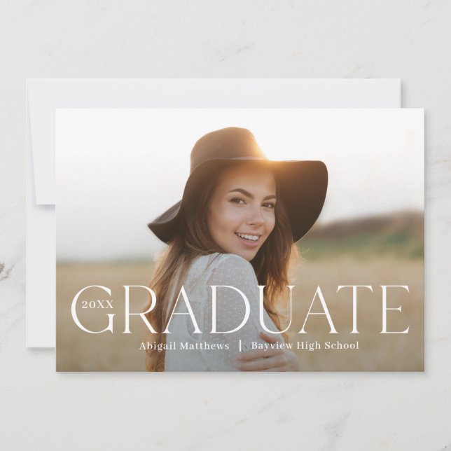 Classic Grad Editable Colour Graduation Invitation (Front)