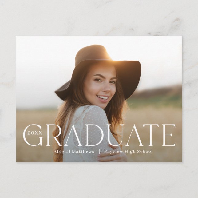 Classic Grad Editable Colour Graduation Postcard (Front)