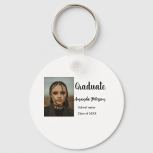Classic graduation add photo name class year schoo keychain