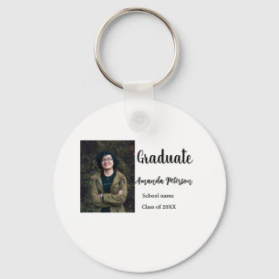 Classic graduation add photo name class year schoo keychain