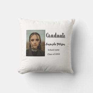 Classic graduation add photo name class year schoo throw pillow