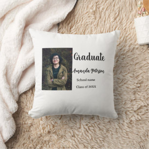 Classic graduation add photo name class year schoo throw pillow
