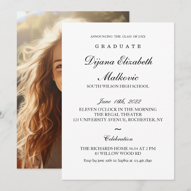 Classic Graduation Invitation (Front/Back)