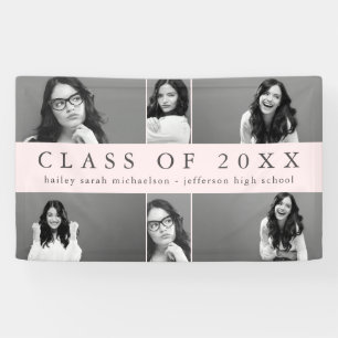 Classic Graduation Photo Collage with Name Blush Banner