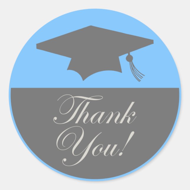 Classic Graduation Thank You Label (Light Blue) (Front)