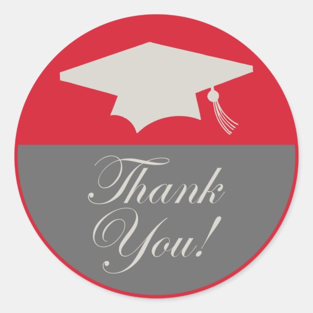 Classic Graduation Thank You Label (Red) (Front)
