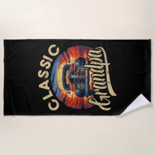 Classic Grandpa Funny Saying Car Lover Men Dad Pap Beach Towel