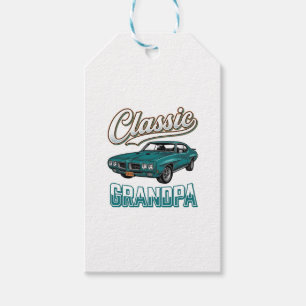 Classic Grandpa Vintage Car T-Shirt Design_1 Gift Tags