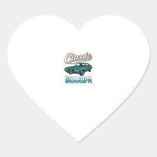 Classic Grandpa Vintage Car T-Shirt Design_1 Heart Sticker