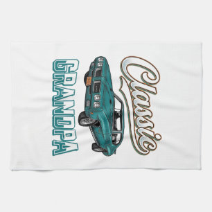 Classic Grandpa Vintage Car T-Shirt Design_1 Kitchen Towel