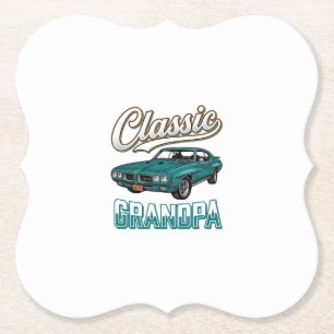 Classic Grandpa Vintage Car T-Shirt Design_1 Paper Coaster