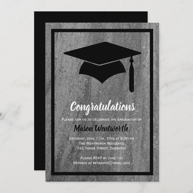 Classic Granite Graduation Invitation (Front/Back)