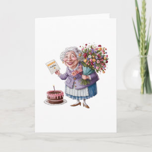 Classic Granny Bday with Giant Flowers Card