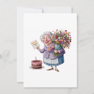 Classic Granny Bday with Giant Flowers Card
