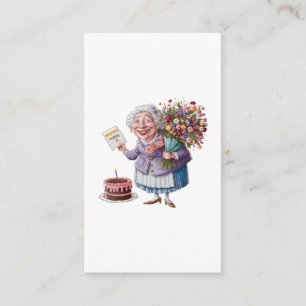 Classic Granny Bday with Giant Flowers Enclosure Card