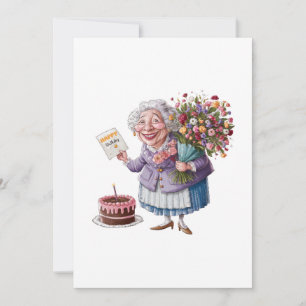 Classic Granny Bday with Giant Flowers Invitation