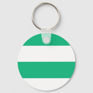 Classic Grass Green and White Striped Pattern Keychain