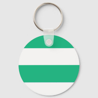 Classic Grass Green and White Striped Pattern Keychain