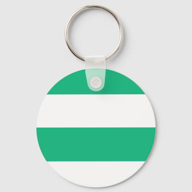 Classic Grass Green and White Striped Pattern Keychain (Front)