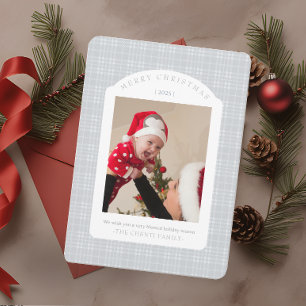 Classic Gray Plaid Christmas Card