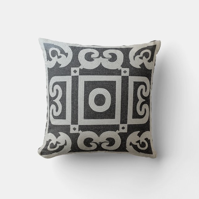 Classic Greco Mosaic Pattern Throw Pillow (Front)