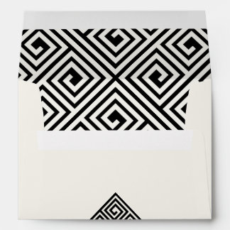 Classic Greek Key Black & White Geometric Wedding Envelope