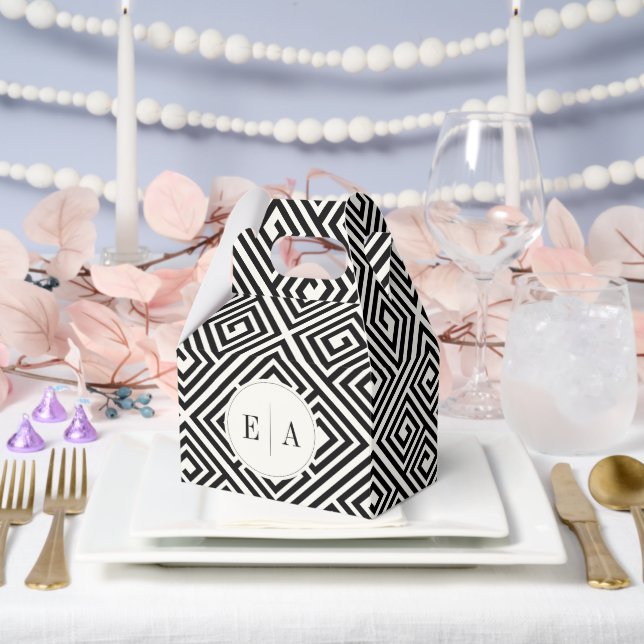 Classic Greek Key Black & White Geometric Wedding Favor Box (Wedding)