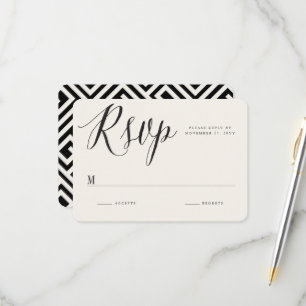 Classic Greek Key Calligraphy Script Chic Wedding RSVP Card