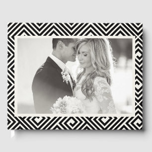 Classic Greek Key Geometric Wedding Photo Guest Book