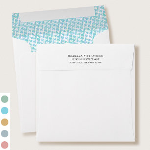 Classic Greek Key Pattern Return Address Blue Envelope
