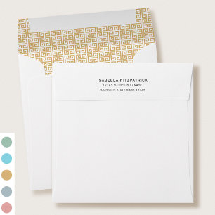 Classic Greek Key Pattern Return Address Gold Envelope