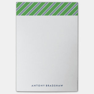 Classic Green and Blue Stripes Post-it Notes