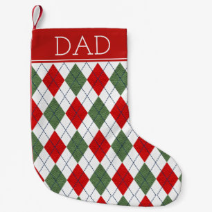 Classic Green and Red Argyle Small Christmas Stocking