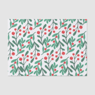 Classic Green and Red Christmas Floral Tissue  Tissue Paper