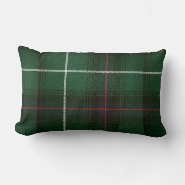 Classic Green and Red Plaid Lumbar Pillow (Front)
