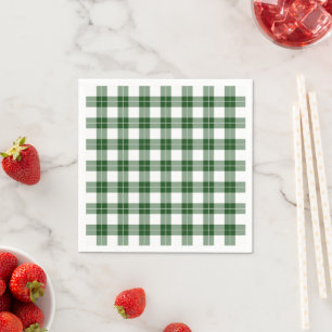 Classic Green and White Plaid Pattern Napkin