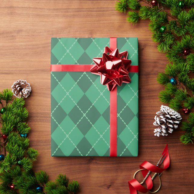 Classic Green Argyle Christmas Gift Wrapping Paper (Holiday Gift)
