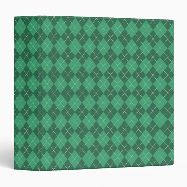 Classic Green Argyle Organizer Binder (Front/Spine)