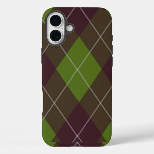 Classic Green Argyle Pattern iPhone 16 Plus Case