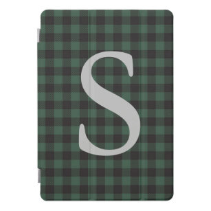 Classic Green Black Buffalo Tartan Plaid Monogram iPad Pro Cover